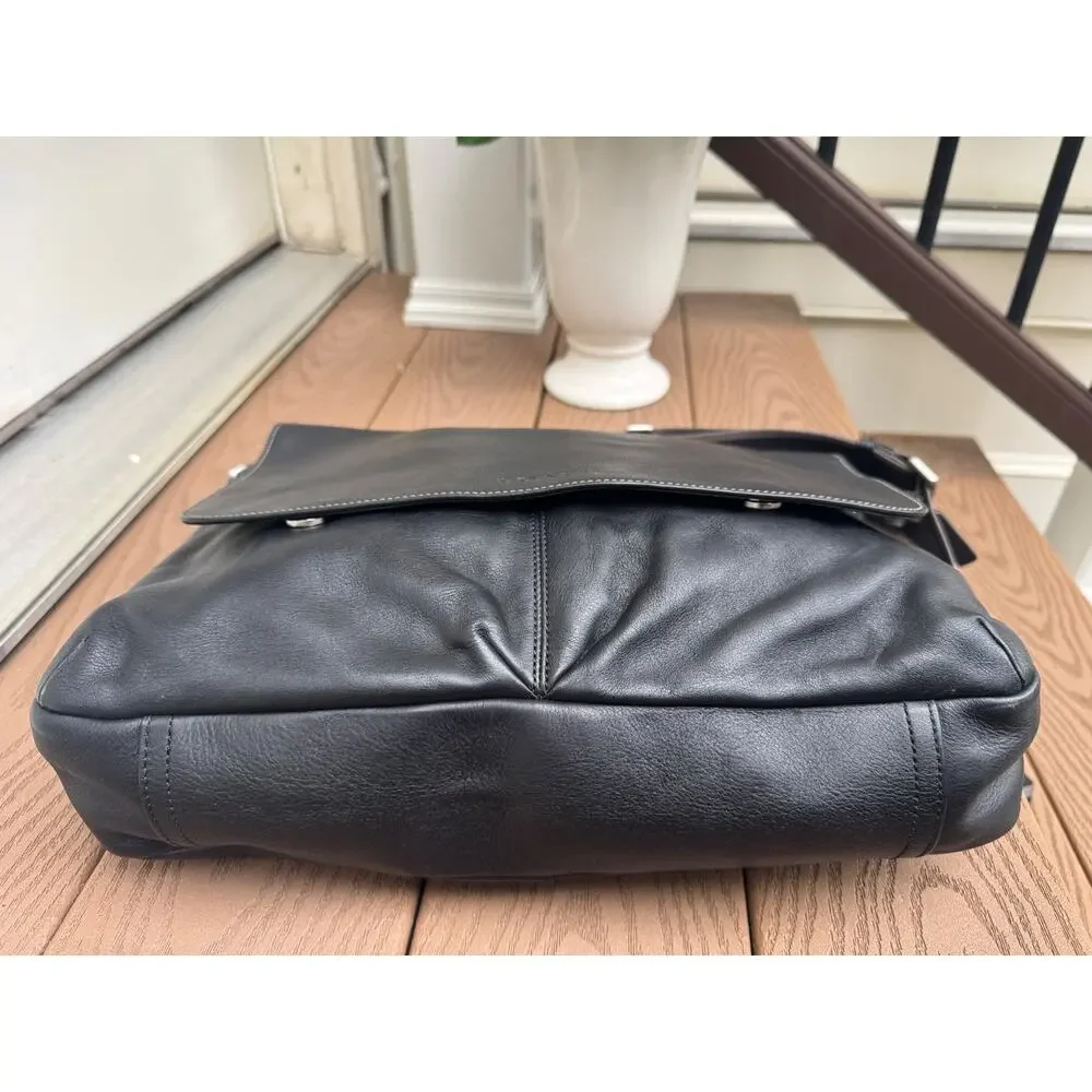 Coach HERITAGE LEATHER MESSENGER (COACH F70556) SILVER/BLACK (210